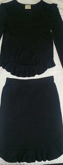 Long sleeve top and mini skirt